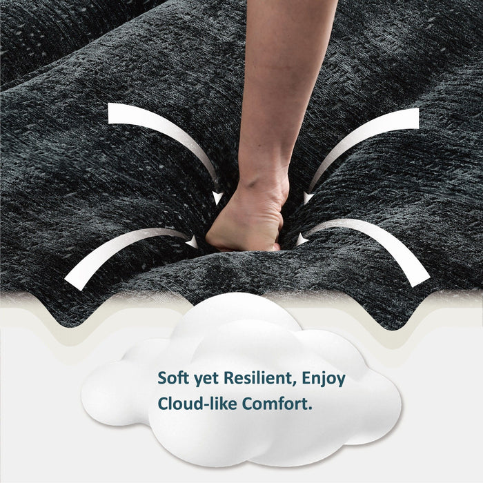 Modern Comfy Chenille L Shaped Sectional Sofa With Movable Ottoman