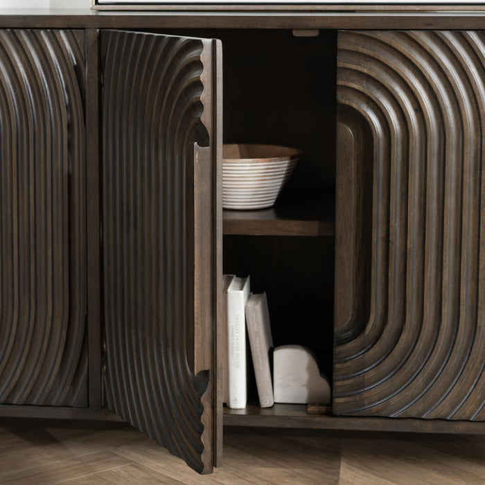 Colson - Mango Wood 4 Door Cabinet - Dark Brown