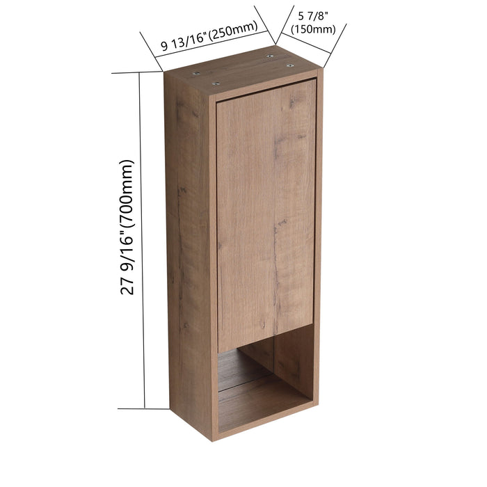 30" Wall Mounted Dressing Table With Mirror, Frame Storage Cabinet, Soft Close Door - Imitative Oak