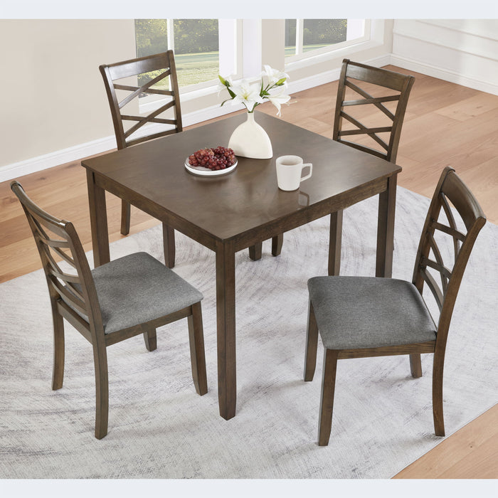 5 Piece Dining Table Set & 4 Chairs - Walnut