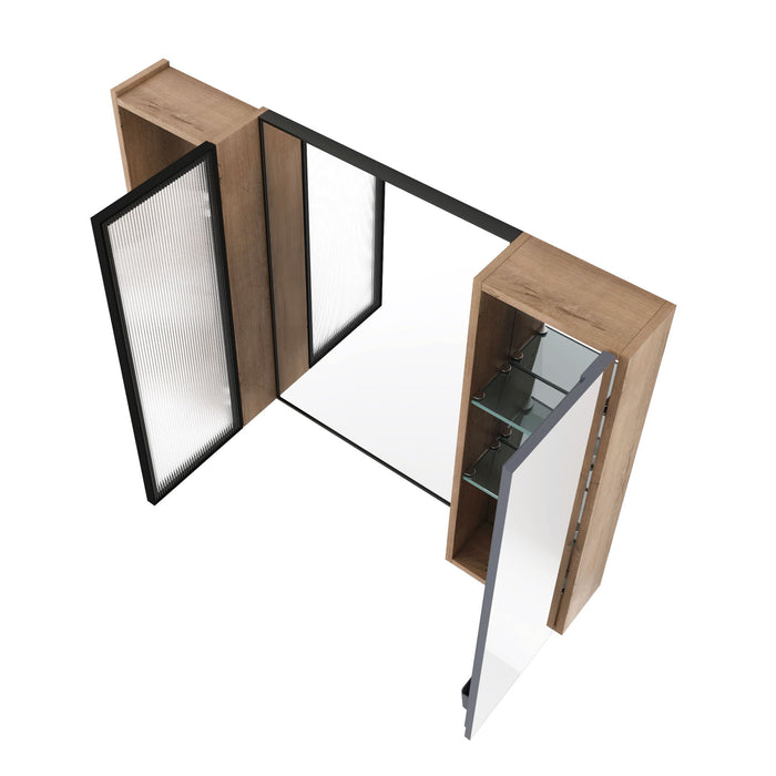 Wall Mounted Cabinet With Soft Close Door, Adjustable Shelves Storage For Bathroom - Imitative Oak