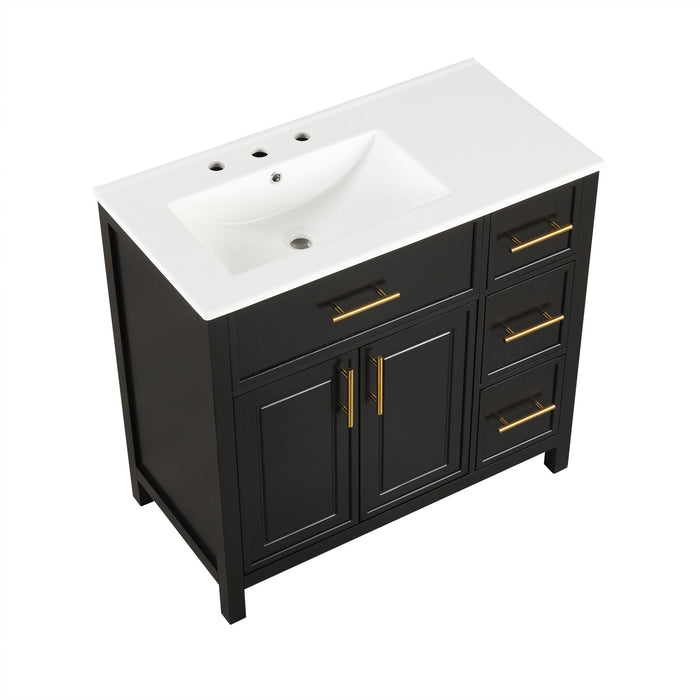 Modern Bathroom Vanity With Sink Top, 2 Doors And 3 Drawers