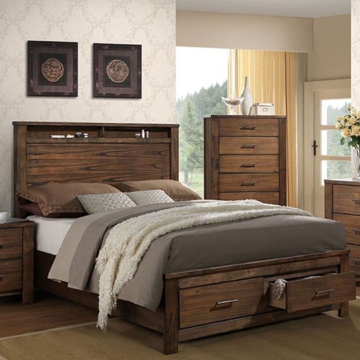 Eastern King Bed With Footboard Drawers Furniture - Oak