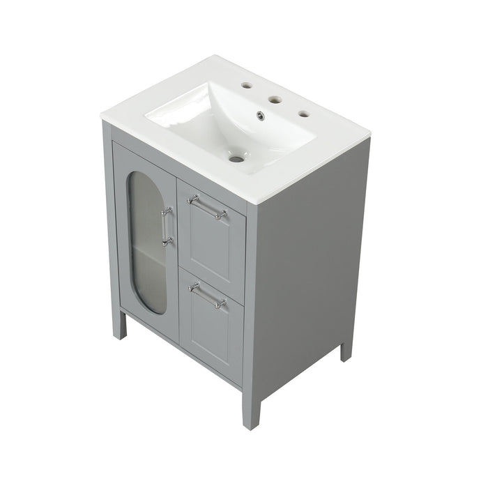 Modern Bathroom Vanity With Sink, Cabinet With 2 Drawers And Door, Adjustable Shelf