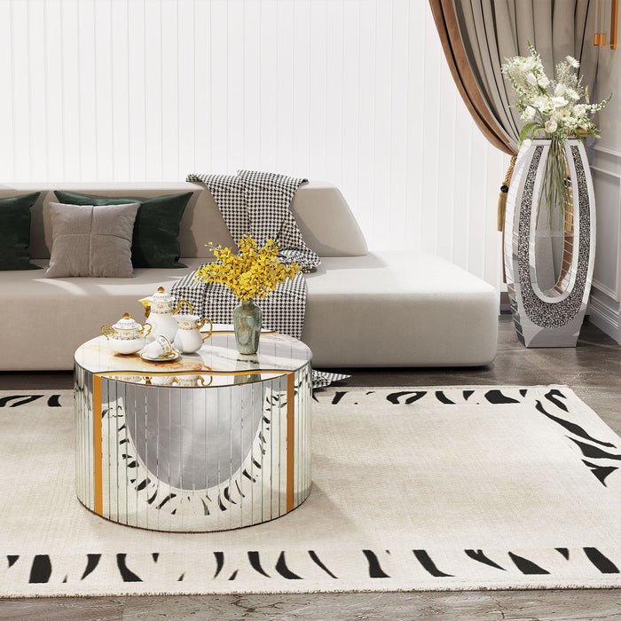 U - Shaped Floor Vase With Shattered Diamond Mirror Surface