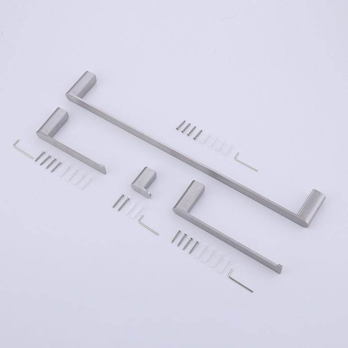 4 Pieces Bathroom Hardware Set Single Towel Bar, Towel Holder, Toilet Paper Holder