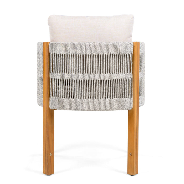 Outdoor Dining Chairs & Rope Handles (Set of 2) - Beige / Teak