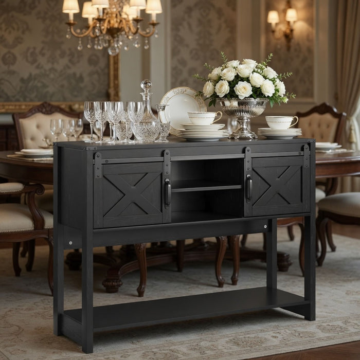 Farmhouse Entryway Table With Sliding Barn Door
