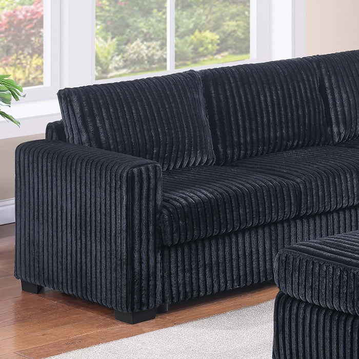 Contemporary L-Shaped Sectional Set With USB Console & Ottoman