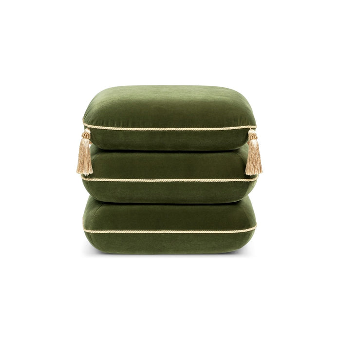 Monarch - Tassled Ottoman - Olive Green