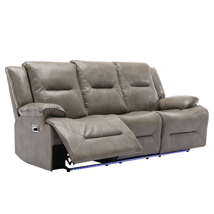Home Theater Recliner Set Manual Recliner Chair With A LED Light Strip Two Built-In Cup Holders For Living Room