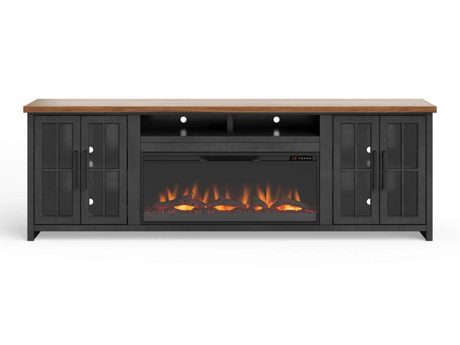 Fireplace TV Stand Console For TVs Up To 100" - Black / Whiskey