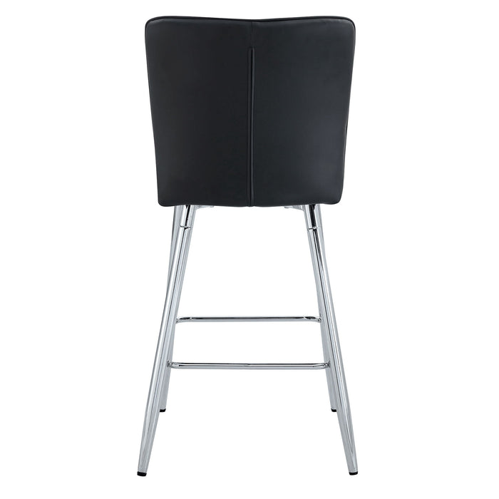 Modern Bar Chair Set Streamlined Backrest Metal Legs 2 Pieces - Black / Silver