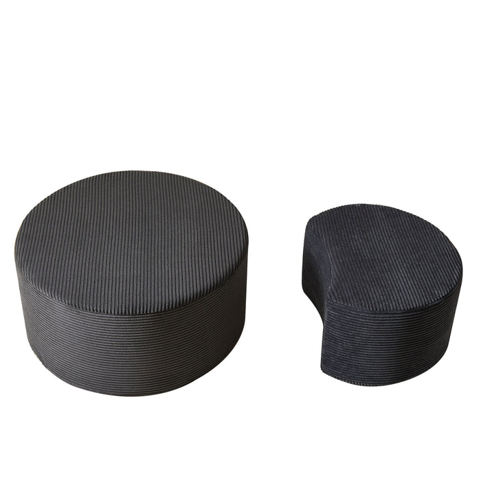 Modern Upholstered Round Coffee Table For Living Room (Set of 2)