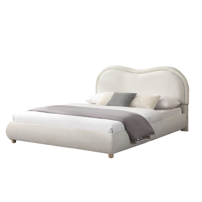 Upholstered Platform Bed Frame With Curved Headboard