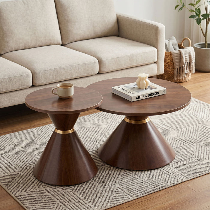 2 Piece Round Coffee Table Set For Living Room