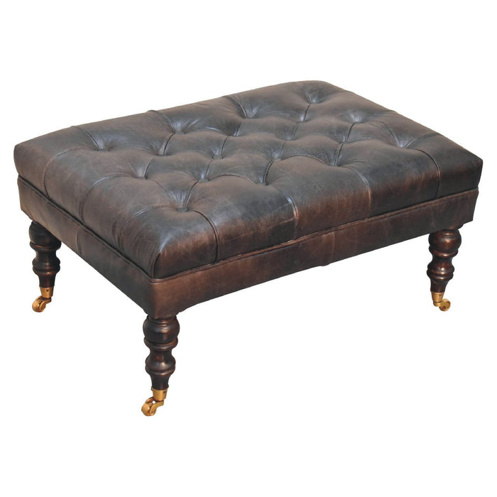 Buffalo - Leather Ottoman With Castor Legs