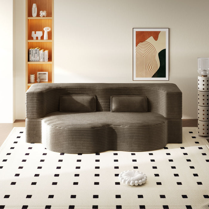 Modern Floor Sofa With 2 Pillows, Convertible Twin Size Folding Mattress For Living Room