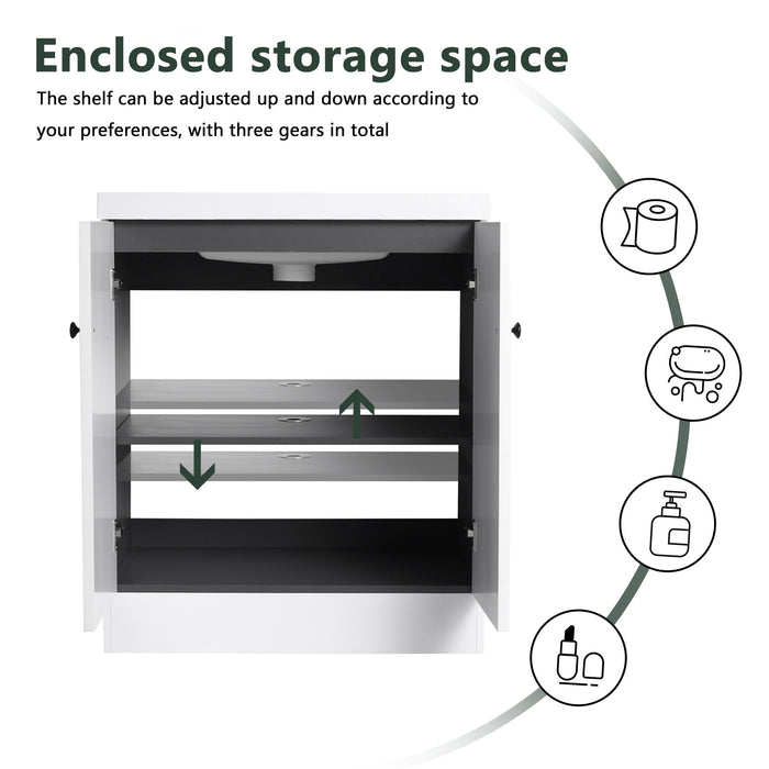 Contemporary Freestanding Bathroom Vanity With Resin Sink & Soft-Close Cabinet Doors