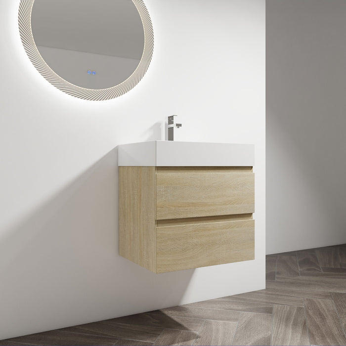 Wall Mounted Bathroom Vanity And Sink, 2 Soft Close Drawers
