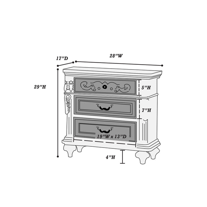 3 Piece Bedroom Set With Tufted Headboard And 2 Nightstands