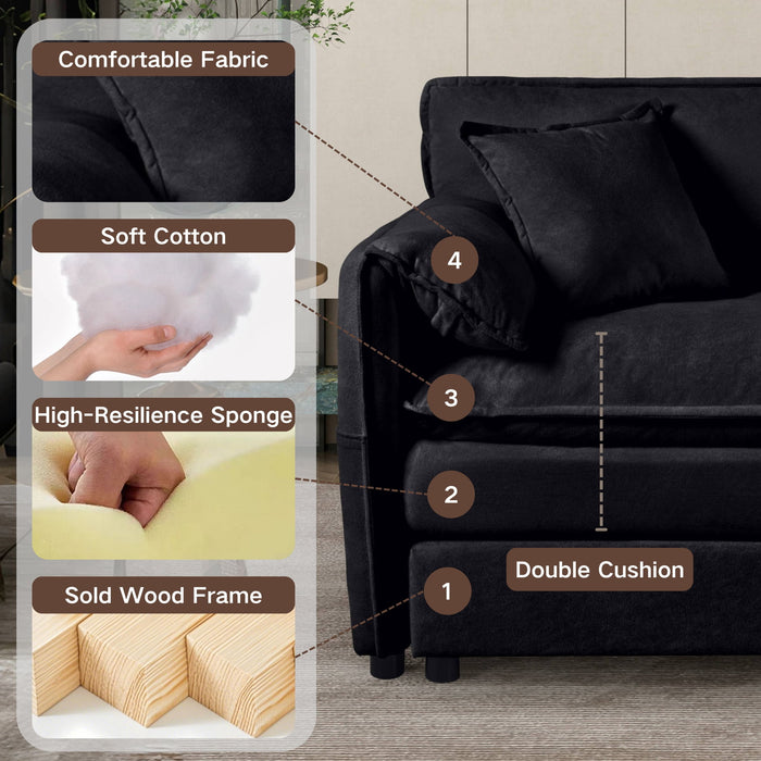 Modern Oversized Deep Seat Sectional Sofa With Pillows