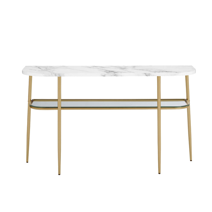 Modern Minimal Curved Entry Table - Gray / Gold