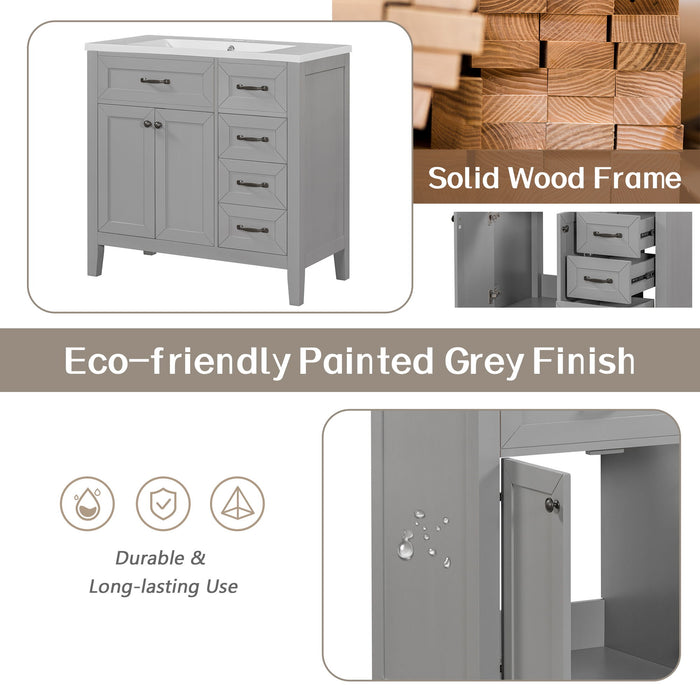 Modern Bathroom Vanity With Sink, Freestanding With Drawers And Doors