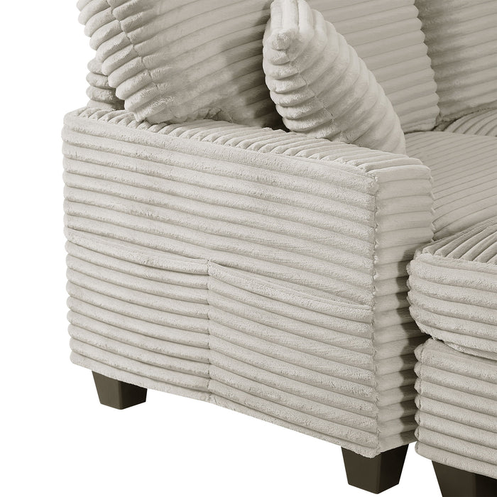 Upholstered U-Shaped Sectional Sofa With Movable Ottoman And Side Storage Pockets