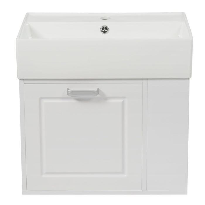 Modern Wall Mounted Bathroom Vanity With Sink, Soft Close Drawer, Adjustable Shelf, Toilet Paper Holder