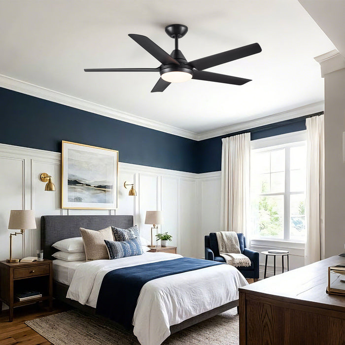 Ceiling Fan With Lights And Remote Control, Reversible DC Motor, 6 Speeds, 3 Cct Dimmable LED, Quiet Timer For Indoor - Black