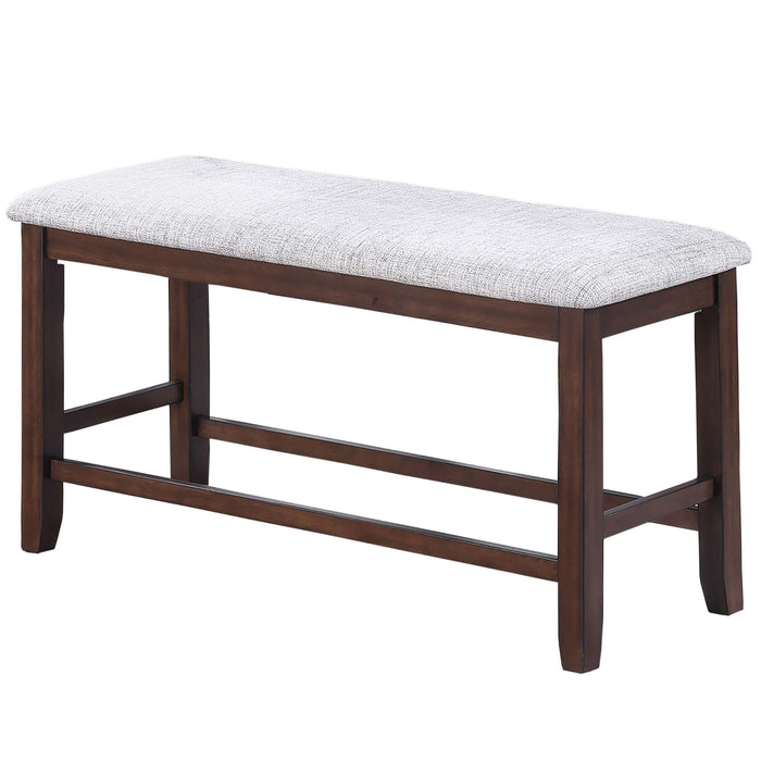 6 Piece Counter Height Dining Set Table With Storage Ladder Back Chairs And Bench - Walnut