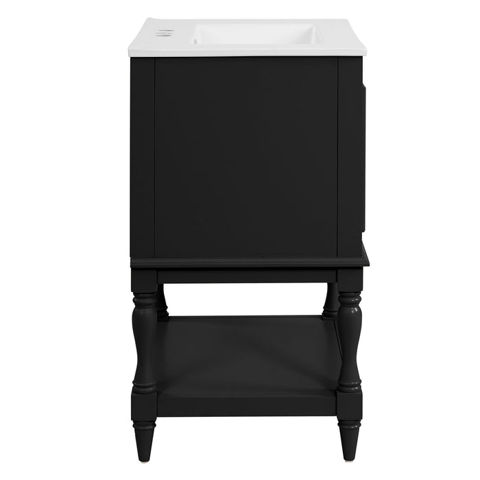 Modern Bathroom Vanity With Sink, Rectangular Cabinet With Open Shelf And Closed Storage