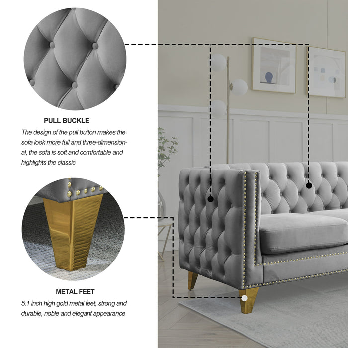 Upholstered Couch Sofa With Button Tufting For Living Room