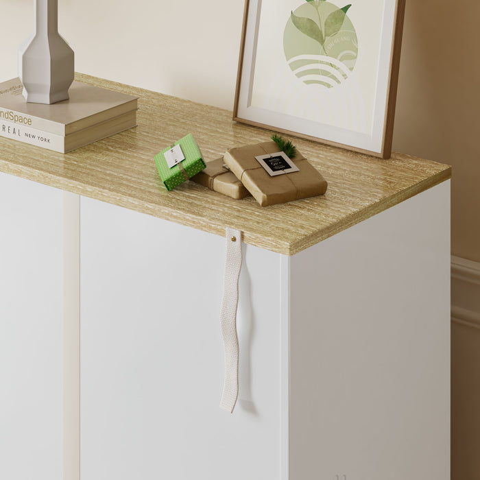 Cat Litter Box Enclosure With Scratch Pad, Hidden Litter Box Furniture, Wooden Pet House Sideboard, Storage Cabinet, Fit Most Cat And Litter Box, For Living Room Bedroom Office - White / Light Brown