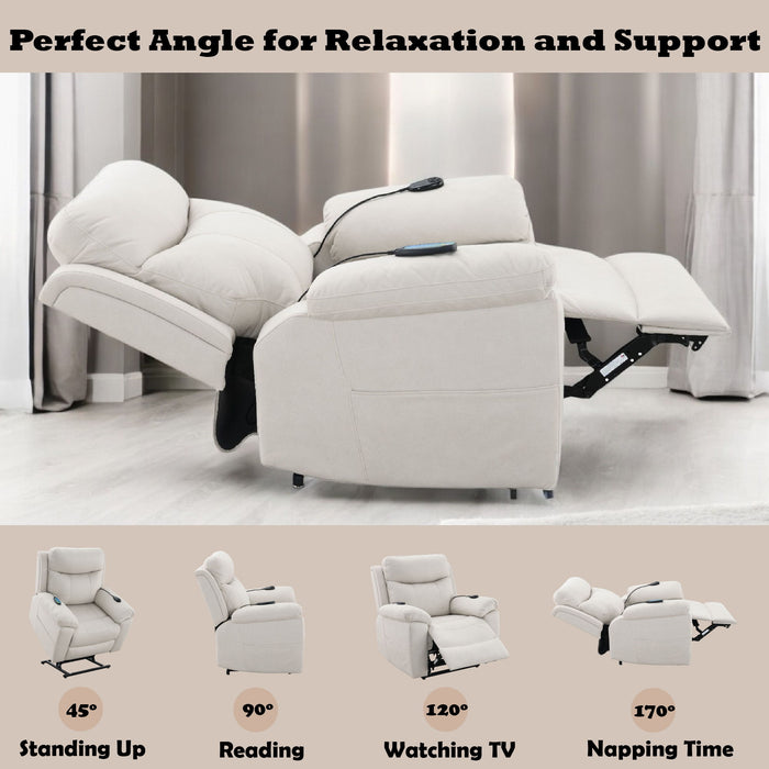 Chriki - Power Motion Recliner & Lift Heating Massage Chair - Beige