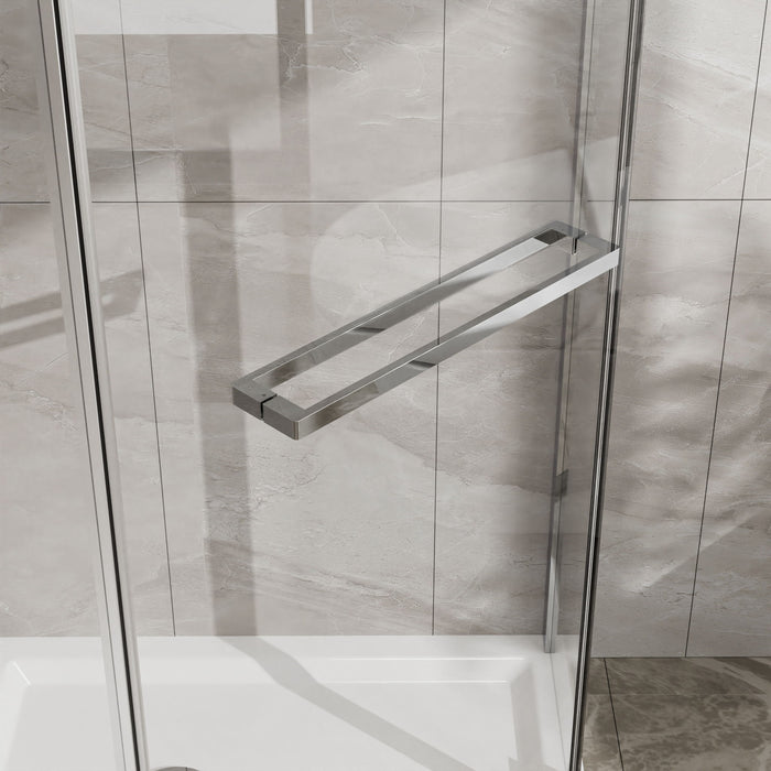 Durable Hardware Neo Angle Frameless Shower Door With Acrylic Base Combo