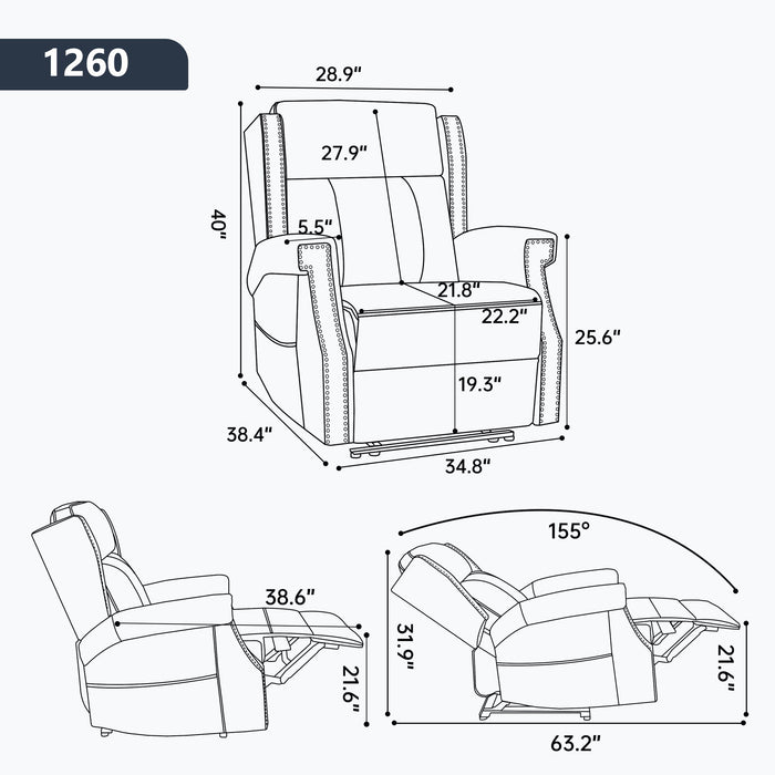 Manual Recliner Chair With Heavy Duty Motion Mechanism, 8 Vibrating Nodes And 3 Massage Modes For Living Room
