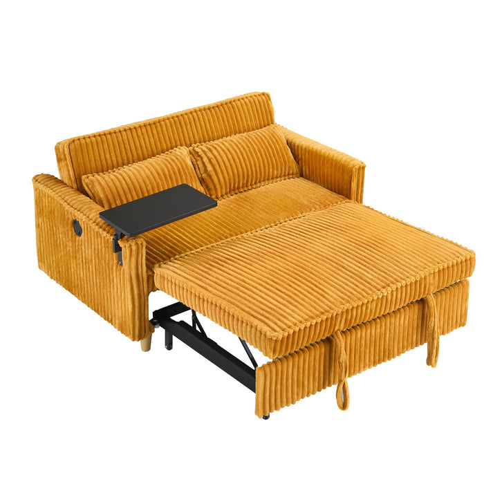 Pull Out Sofa With Movable Tabletop And USB Ports