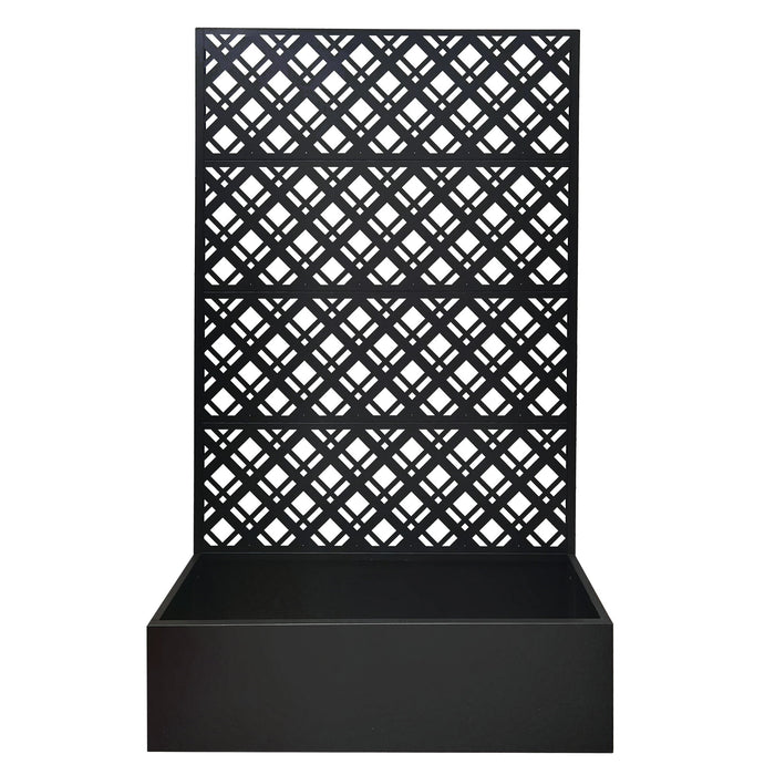 Rhombus Planter Raised Garden Bed With Trellis For Climbing Plants - Black