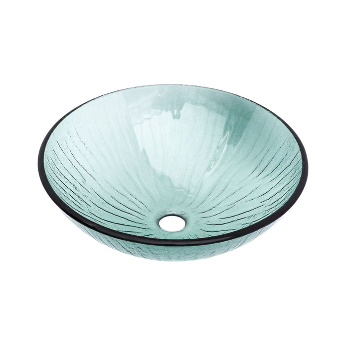 Vessel Sink With Trim, Round Bowl, Pop Up Drain (No Faucet) - Green