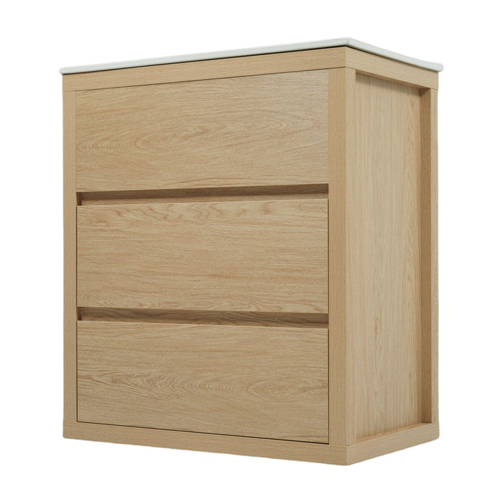 Freestanding Bathroom Vanity With Ceramic Sink, 2 Full Extension Drawers