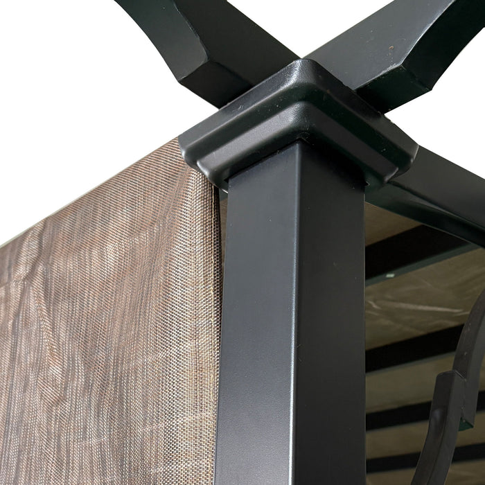 13' X 7.7' Outdoor Pergola Sun Shade Cover Cloth Patio Canopy Hdpe Permeable With Grommets - Brown