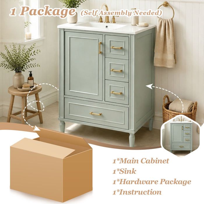Modern Bathroom Vanity With Sink, Soft Close Doors, 3 Drawers