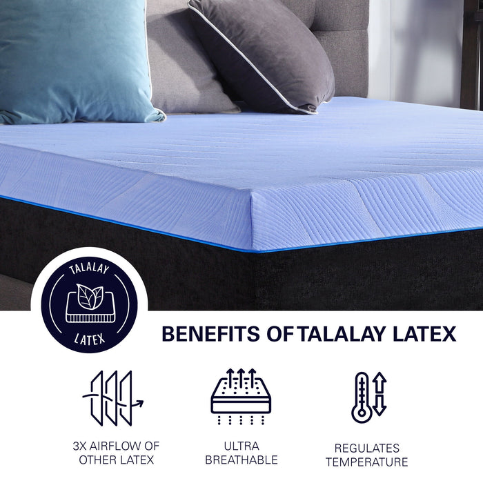 Refresh - 12" King Size Flex Head Latex Foam Hybrid Mattress And Adjustable Base Bundle - Blue