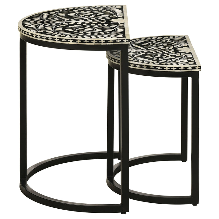 Allura - 2 Piece Demilune Nesting Table Set - Black