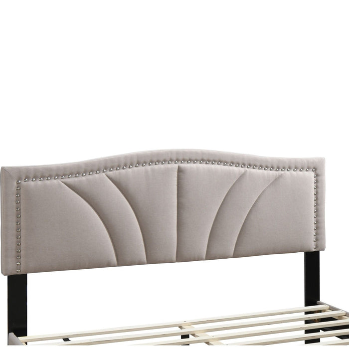 Bed With Nailhead Trim Accents, Upholstered Platform Frame