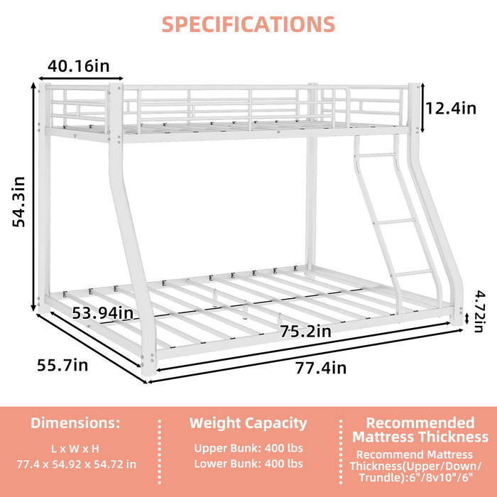 Twin Over Full Bunk Bed - White