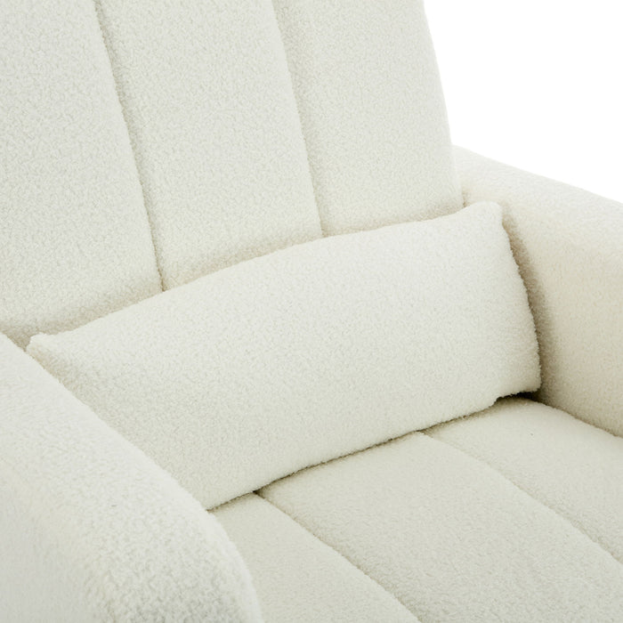 Accent Rocking Chair With Pillow, Spacious & Comfortable Seating For Living Room Or Bedroom - Cream White