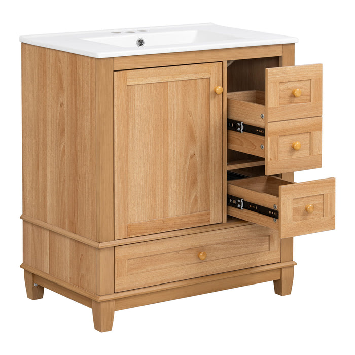 Freestanding Bathroom Vanity With Sink, Soft Close Doors & Drawers, Ample Storage - Wood
